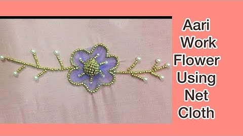 Beautiful Aari Work Net Flower Design | Simple Aari Embroidery on Net Cloth for Beginners