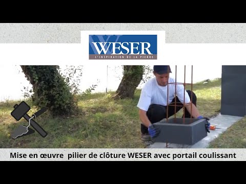 Pose de piliers/poteaux de clôture WESER avec portail coulissant