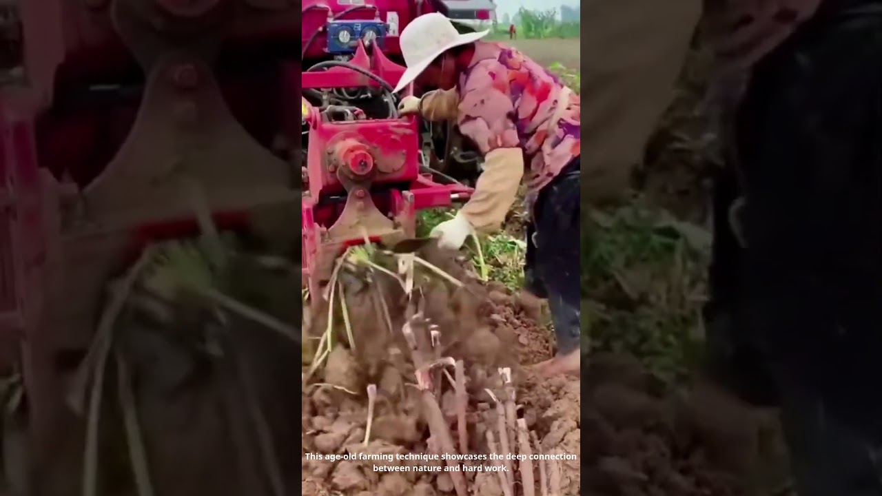 Farmer Harvesting Roots in the Field: A Traditional Skill in Action