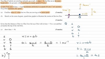Constant Acceleration Exam Questions - A Level Maths - Edexcel Mechanics Year 1 - Q11 (level 2)