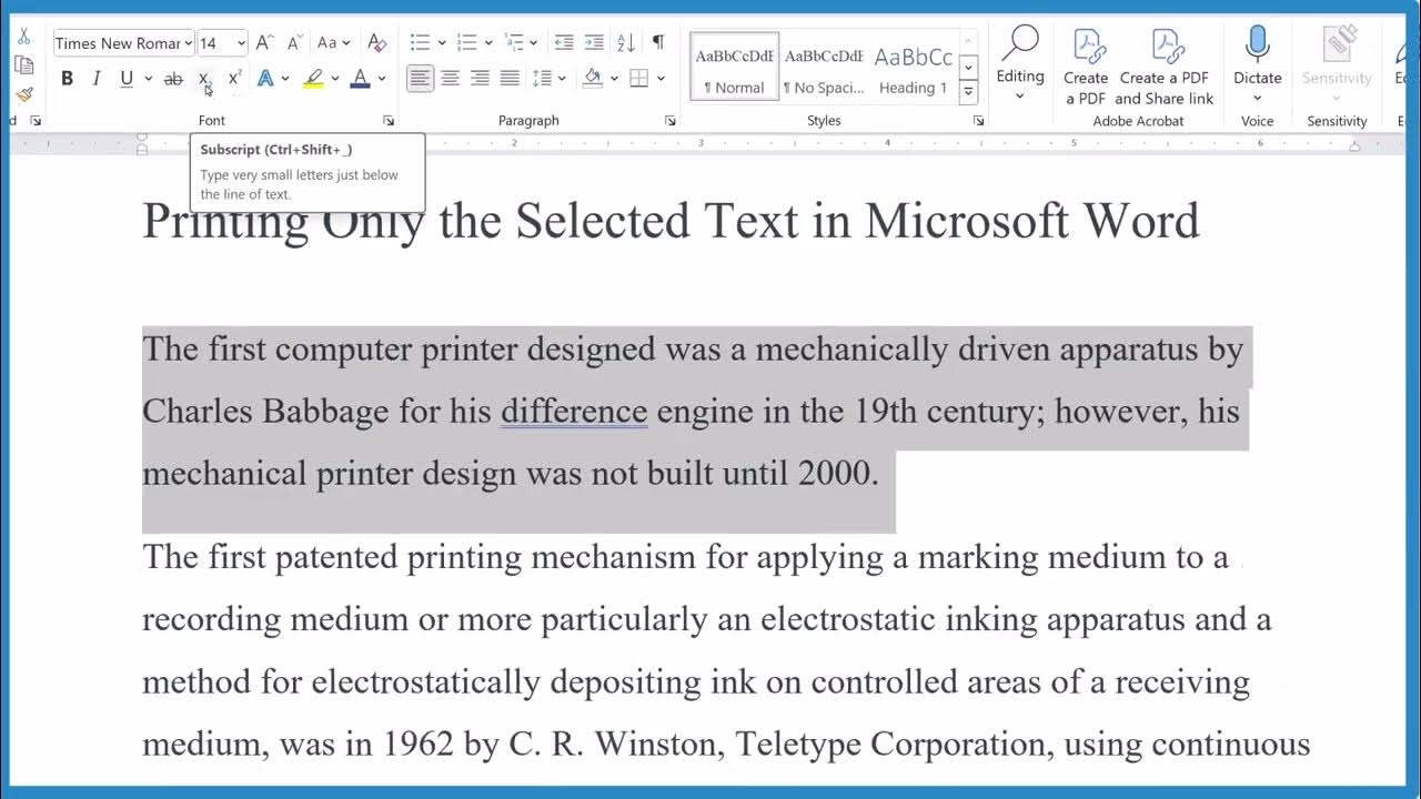 How to print only selected text in microsoft word step by step