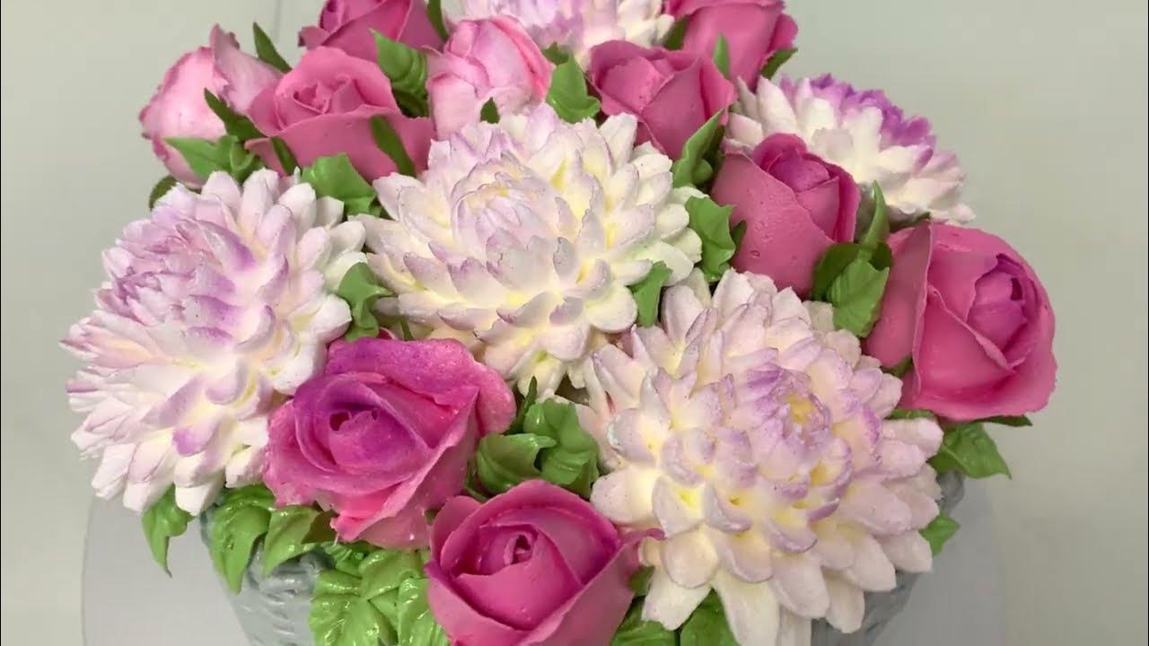 Белково заварной крем для тюльпанов. Цветы из сливок на торты. Цветы из белкового заварного. Торт с георгинами. Кремовый подснежники торт.