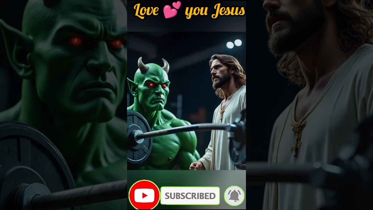 Jesus Christ vs green devil to weight lifting 