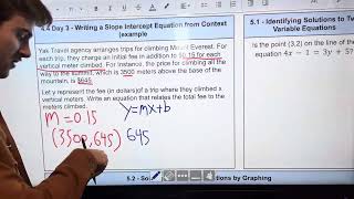 Writing a Slope Intercept Equation from Context