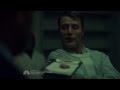 Hannibal Lecter eating Frederick Chilton's lip. S03E12