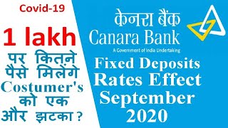 CANARA BANK FIX DEPOSIT Rate's IN September 2020 || CANARA BANK FD INTEREST RATE 2020 HINDI #GdTechy