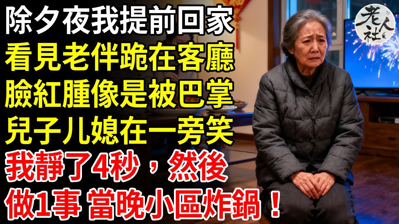 除夕夜我提前回家，看見老伴跪在客廳，臉紅腫像是被扇過巴掌，兒媳兒子在一旁笑，我靜了4秒，然後做1事 當晚小區群炸鍋！#養老#退休金#不肖子孫#老年生活#老人社