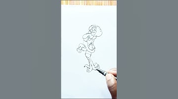 Easy Squidward Drawing Tutorial | How to Draw Squidward Playing Clarinet  #short #shorts