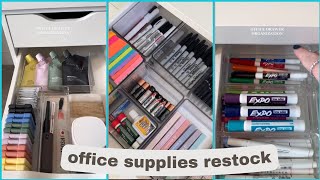 aesthetic office desk pt 01 | cleaning, refilling and restocking | tiktok compilation✨