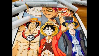 Draw Luffy, Ace, Sabo (One Piece) with Marker Touchliit7 || Hướng dẫn tô màu với Marker TouchLiit7