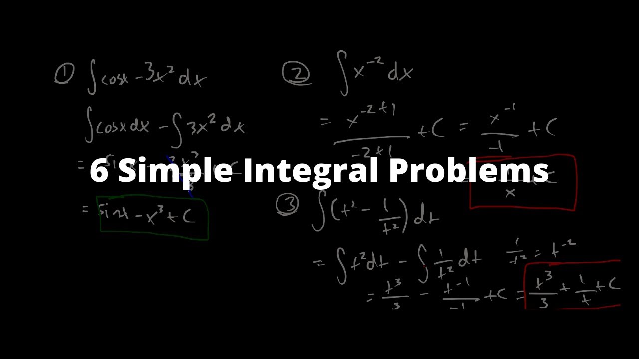 Watch 6 Simple Integral Problems - Solved - Calculus 1 - Chroniva on YouTube Watch 6 Simple Integral Problems - Solved - Calculus 1 - Chroniva on YouTube