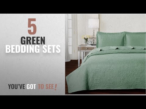 top-10-green-bedding-sets-[2018]:-mellanni-bedspread-coverlet-set-olive-green---best-quality