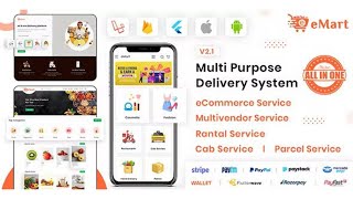 Make eMart Multivendor Food, eCommerce, Parcel, Taxi booking, Car Rental App | eMart app source code screenshot 2