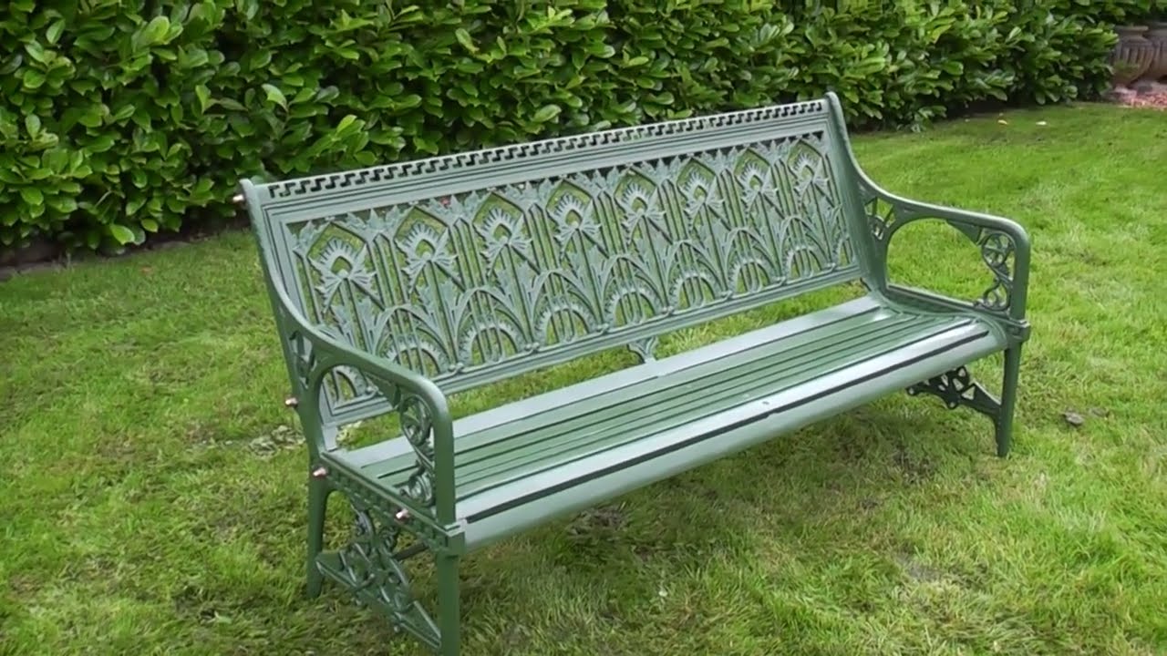 Antique Rare Coalbrookdale Water Plant Cast Iron Garden Bench