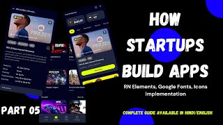 React native tutorial 2023 | google fonts | icons | RN Elements implementation | Part 05 | Hindi