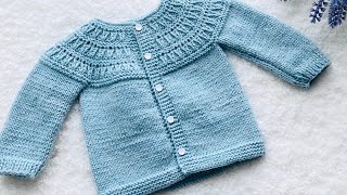 Knit cardigan sweater for baby boys and girls BEAUTIFUL YOKE PATTERN ALL IN ONE various sizes Samuel