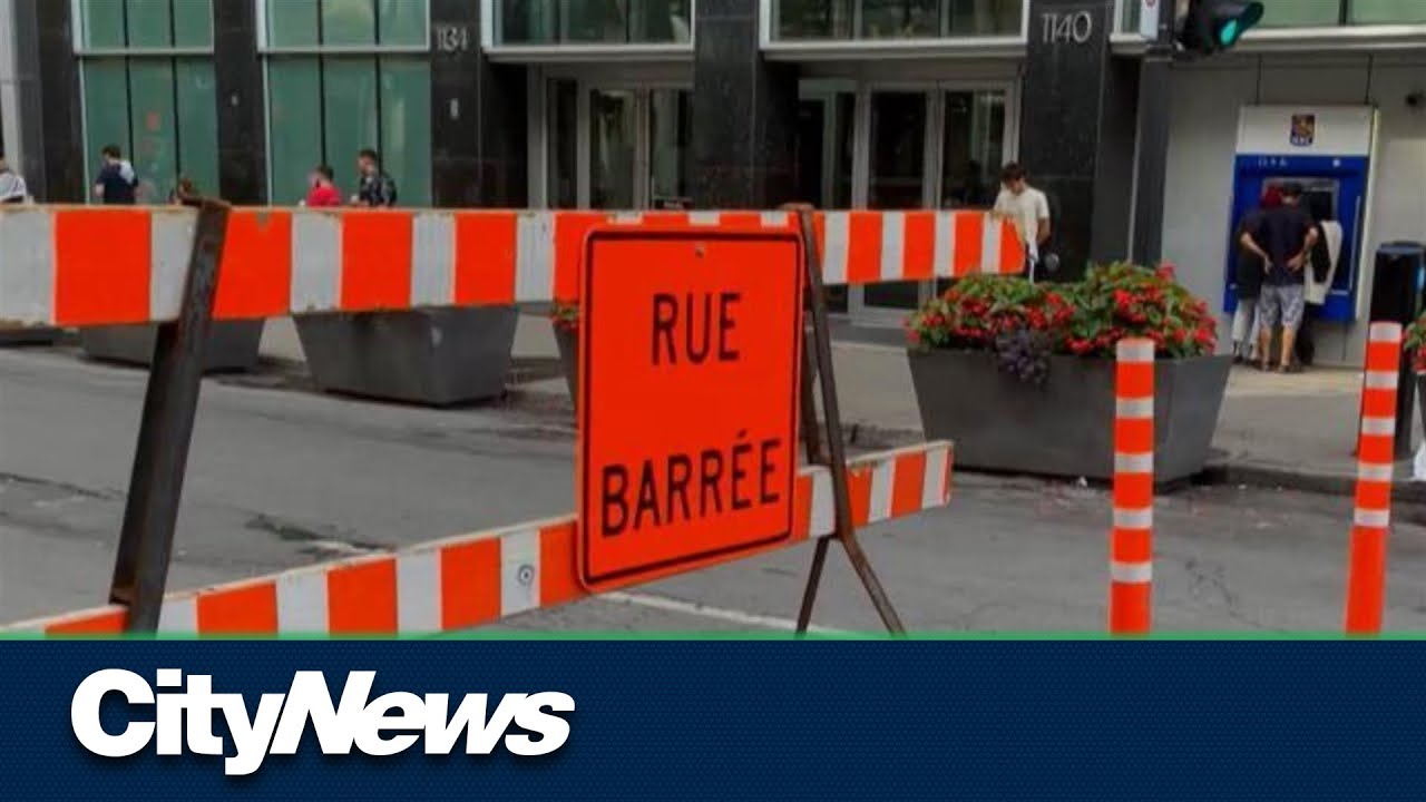 Portion of Montreal's Sainte-Catherine street closed to traffic - YouTube