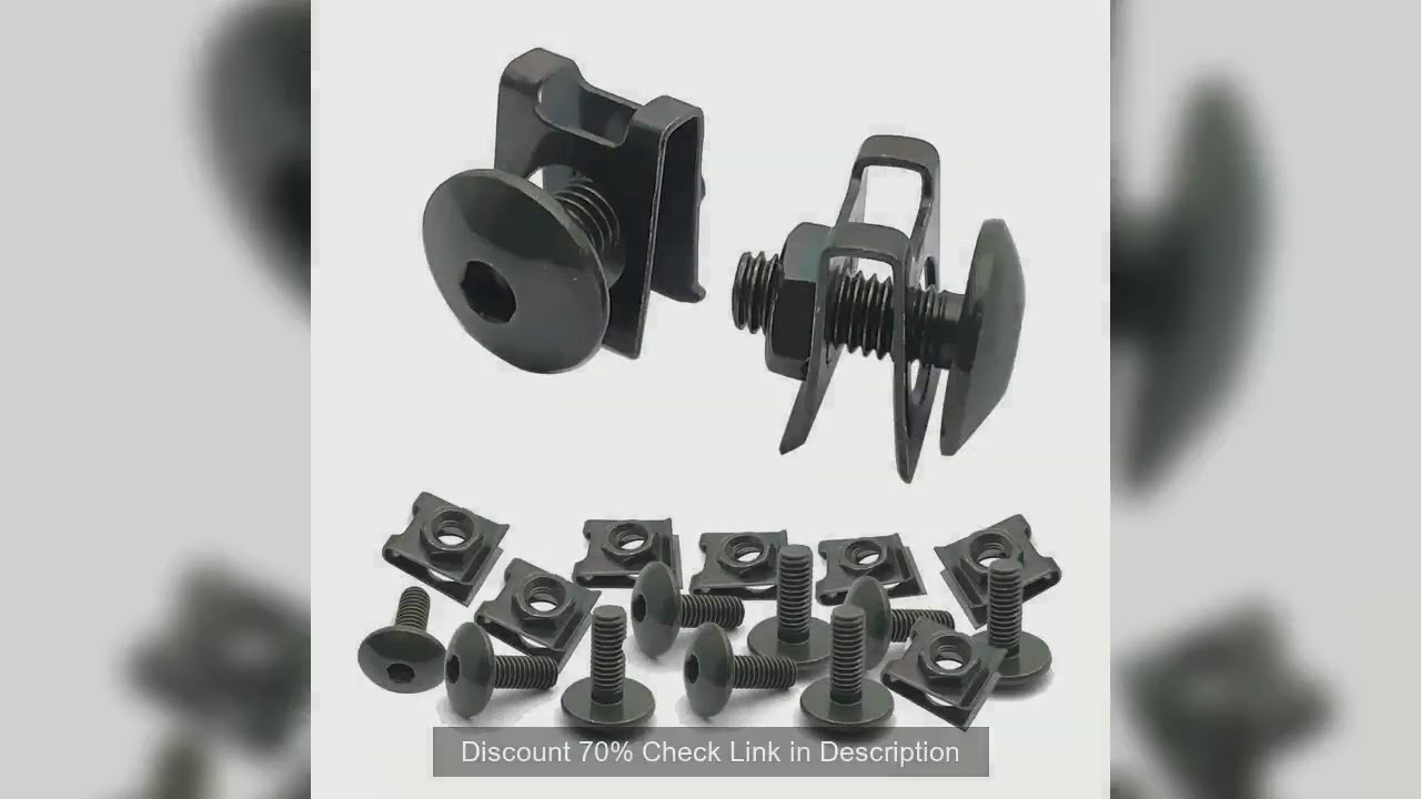 10 Set Motorcycle Scooter ATV Moped Plastic Cover Screw Bolt and U Type Clips with Nut M6 6mm M6X16