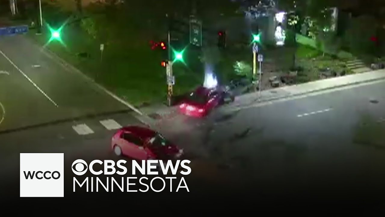 Video shows car narrowly missing pedestrian in Minneapolis crash