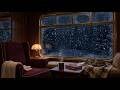 Cozy Night Train Journey through Snowy Forest ❄️ Heavy Snowstorm Ambience