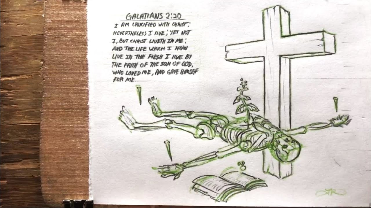 How To Draw A Skeleton And Cross (Traditional Drawing Concept Art) 791