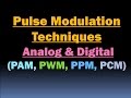 Pulse Modulation Techniques (PAM, PWM, PPM, PCM) /Pulse Amplitude, Pulse Width, Pulse Position, Code