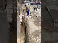 Worker Using Digging Bar to Remove Soil From Wall Side 🏗️ Real Site Work #shorts #rap @BalenShah