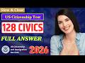 2026 RANDOM and Direct USCIS Answers 128 Questions Civics Test US Citizenship Official Interview
