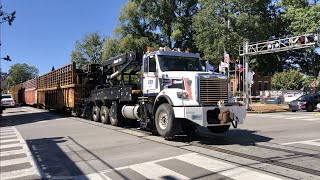 Truck Pulls Street Running Train! Cops Save The Day! Man Walks In Front Of Train, Fire Truck Waits