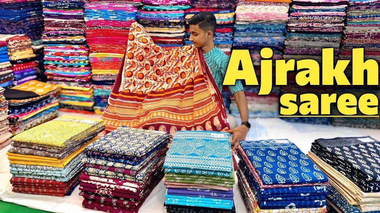 Pure Ajrakh Hand Block Saree Manufacturer // Block Print Saree Wholesaler in Kolkata 🔥🔥 