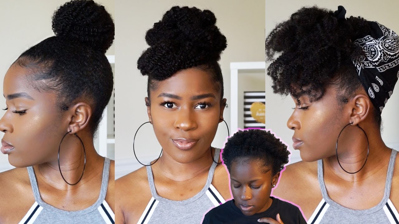 5 Super EASY Natural Hairstyles on Short 4C Natural Hair Using Clip-Ins ...