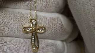 Ebay Auction 350548794830 14K Yellow Gold Diamond Cross Pendant 0.25 Cts with 14k 18' Chain