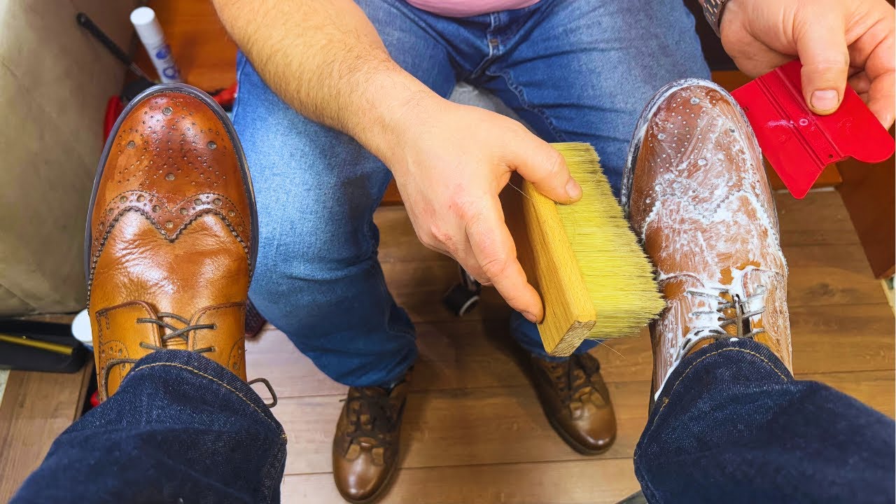 ASMR Reviving Old Leather Shoes — Deep Cleaning & Restoration Magic