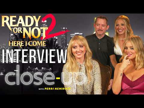 Video Ready or Not 2 Interview: Sarah Michelle Gellar, Samara Weaving, Elijah Wood & Kathryn Newton