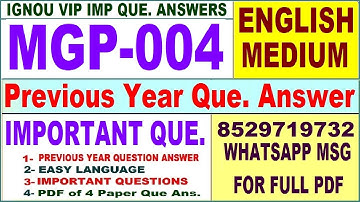 MGP 004 Previous Year Question Paper in English | mgp 004 important questions with answer