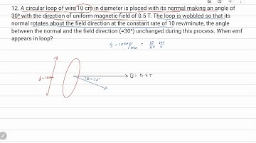 12. A circular loop of wire 10 cm in diameter is placed with its normal making an angle of  30⁰ ....