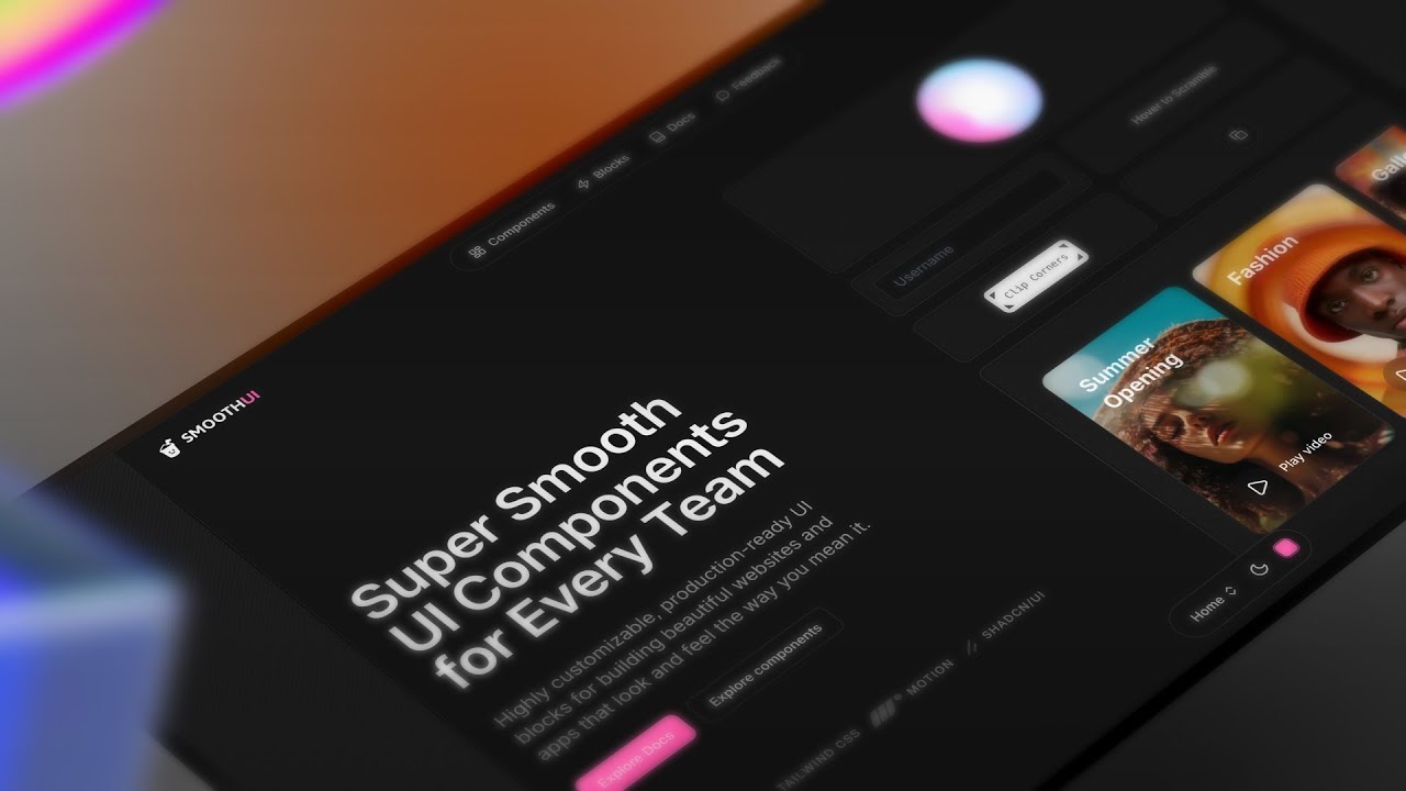 SmoothUI: 40+ Animated React Components with Motion and Tailwind CSS