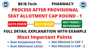 BE/B.Tech & Pharmacy | Process After Provisional Allotment CAP - 1 | Freeze Process