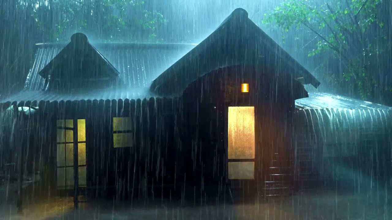 Chuva Pesada no Telhado de Zinco para Dormir Profundamente e Curar a Insônia 🌧️ Trovão Distante