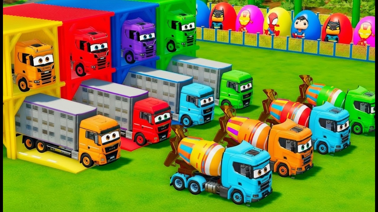 FS22 Garage with Colors  Full Collection Mixer Truck + Double Flatbed Trailer Mods