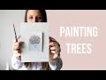 Painting trees with watercolor and acrylic gouache