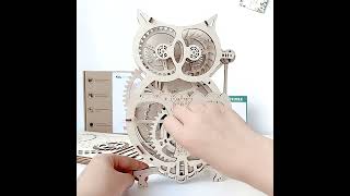 Creative gift DIY eco-friendly decompression owl clock 3D wood puzzle home decor unique gift