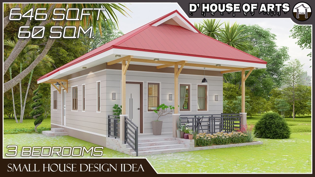 3 BEDROOMS | 646 SQFT./ 60 SQM.(6m. x 10m.) | Small House Design Idea | Simple House Design | 2 T&B