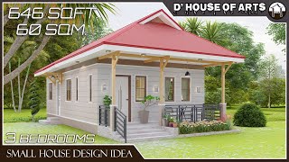 3 BEDROOMS | 646 SQFT./ 60 SQM.(6m. x 10m.) | Small House Design Idea | Simple House Design | 2 T&B