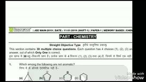 JEE Main Question Paper analysis 2019. 11/01/2019 shift 1