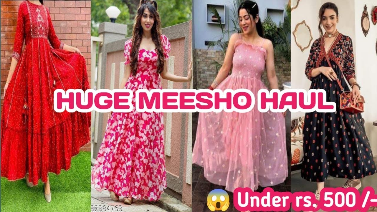 Meesho maxi Dress Haul Party dresses under500/ Floral, Long Gown