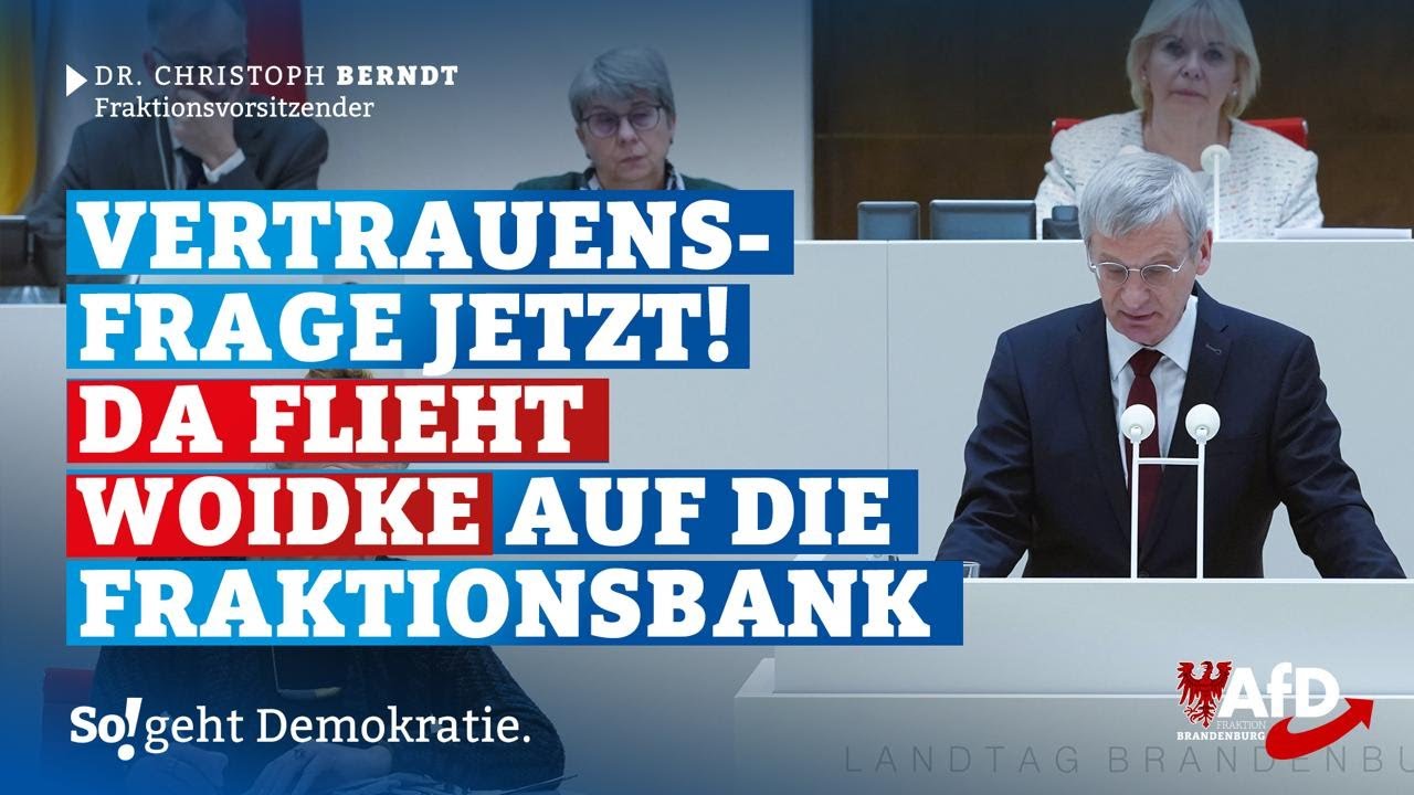 Vertrauensfrage jetzt – da flieht Woidke auf die Fraktionsbänke ⚠️🏛️