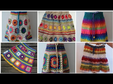 Extremely gorgeous and highly demanding crochet vintage style granny square mini skirts