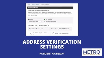 Address Verification Settings - Metro Payment Gateway