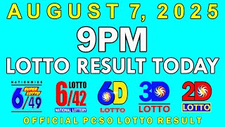 9pm Lotto Result Today August 7 2025 PCSO